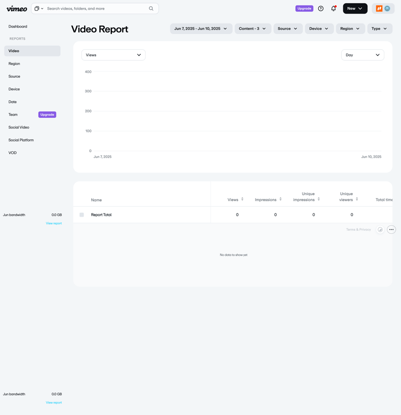 Vimeo screen example