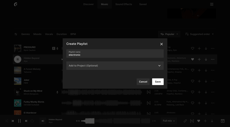 Epidemic Sound
			   ux ui design