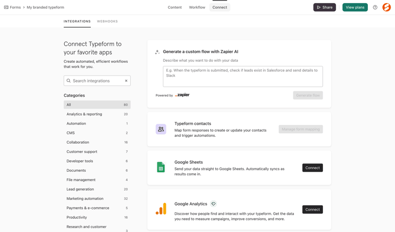 Typeform screen example