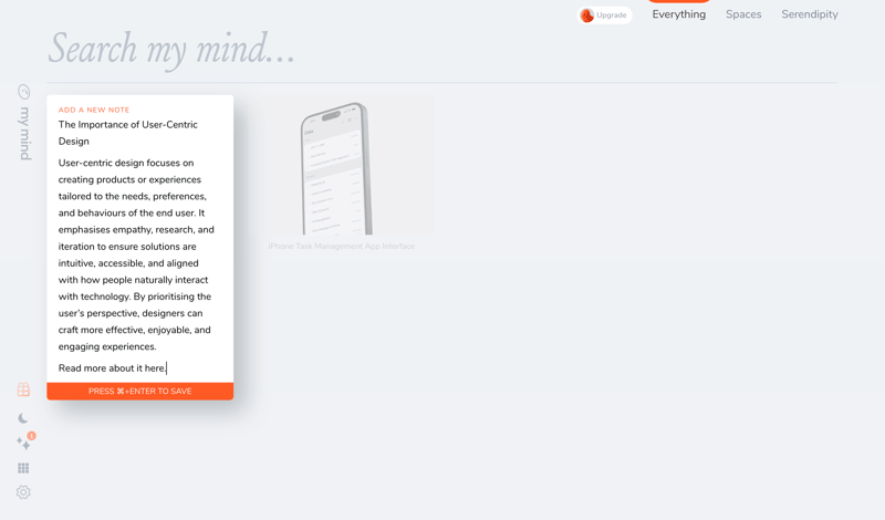 Mymind
			    ux ui design