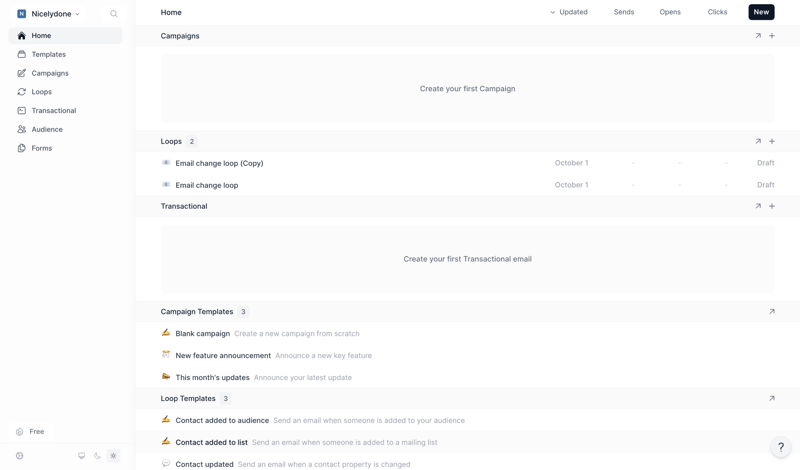 Loops screen example