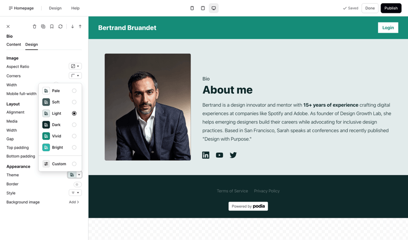 Podia
			   ux ui design