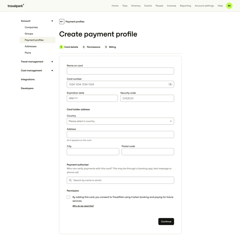 Travelperk screen example