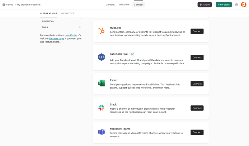 Typeform screen example