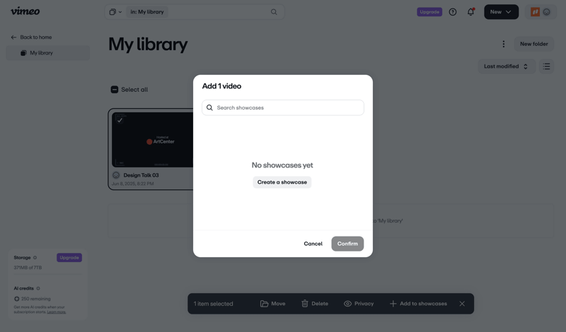 Vimeo screen example