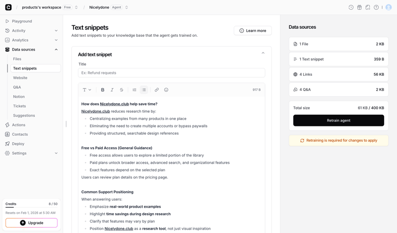 Chatbase screen example