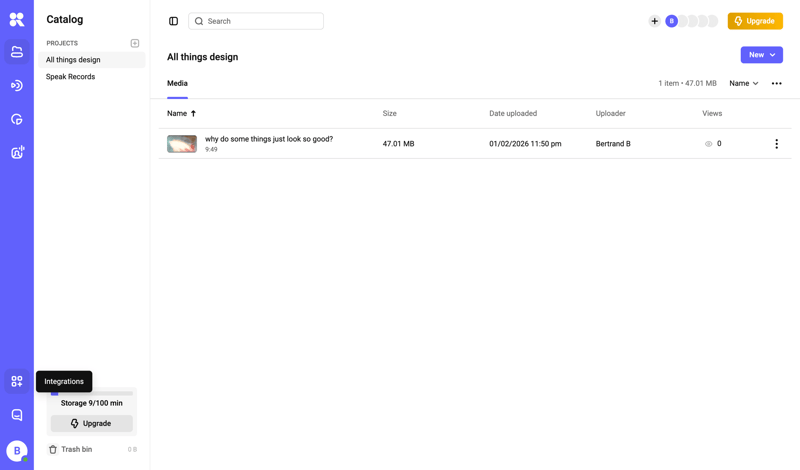 Kinescope screen example