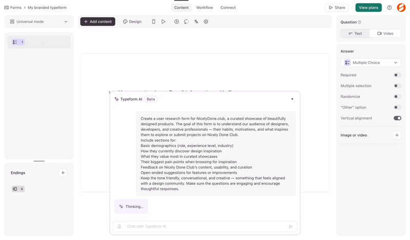 Typeform screen example
