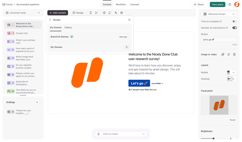 Typeform screen example
