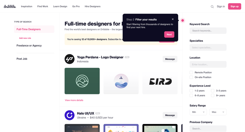 Dribbble
			  ux ui design