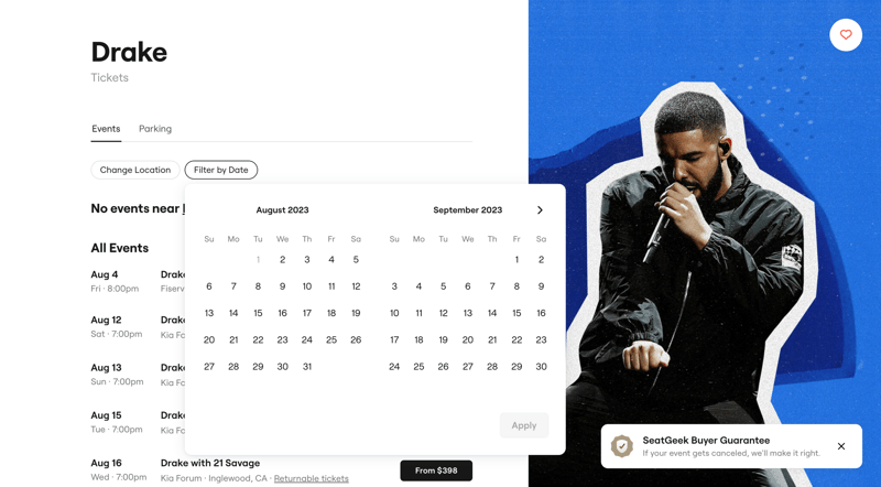 SeatGeek
			         ux ui design