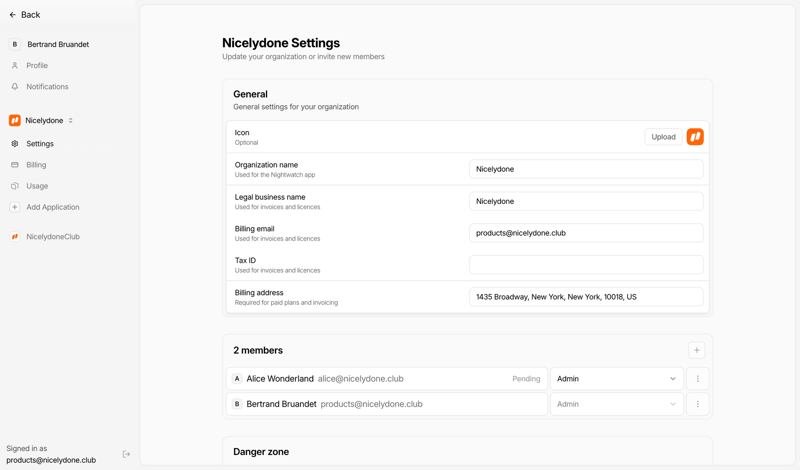 Nightwatch screen example