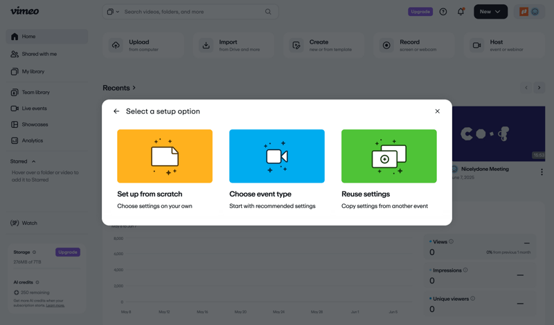 Vimeo screen example