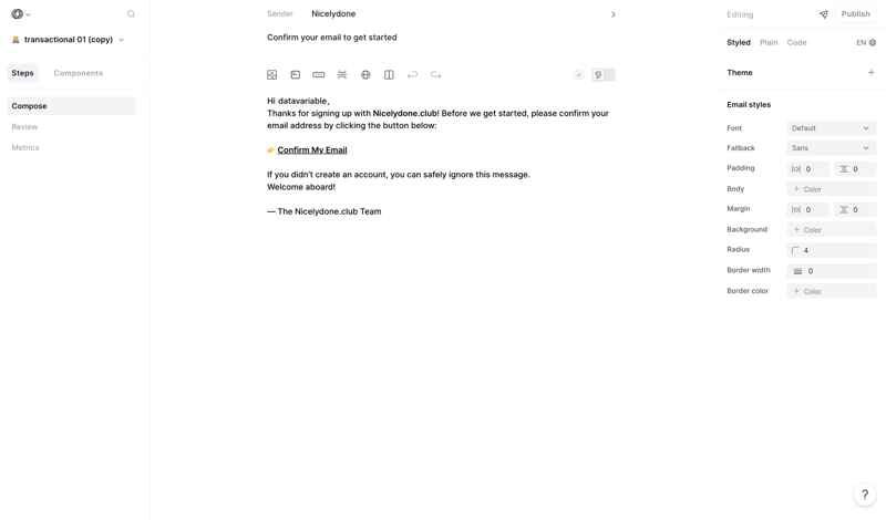 Loops screen example