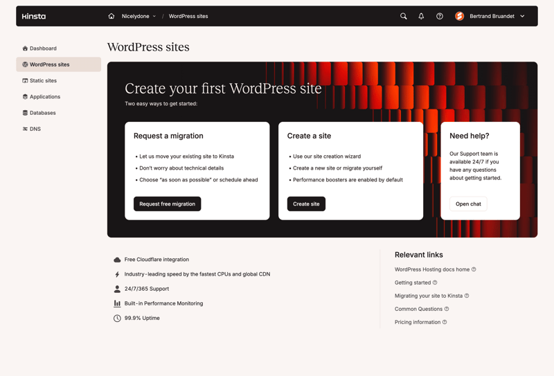 Kinsta screen example