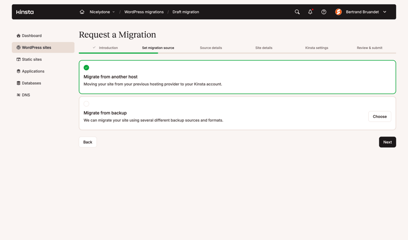 Kinsta screen example