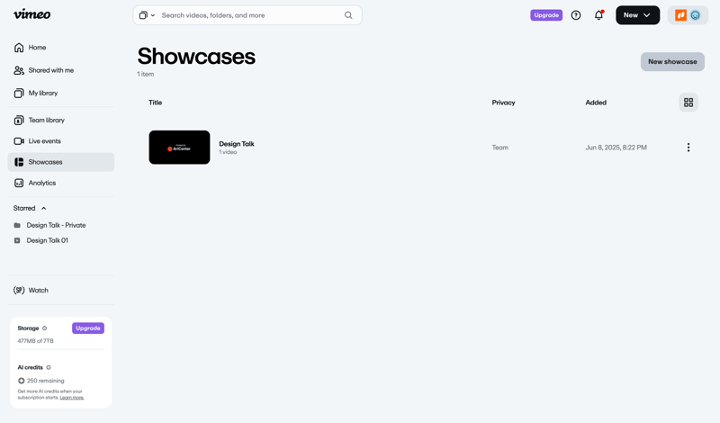 Vimeo screen example
