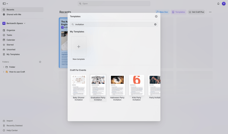 Craft screen example