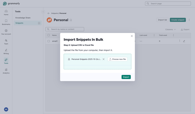 Grammarly screen example