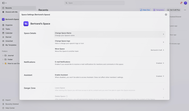 Craft screen example