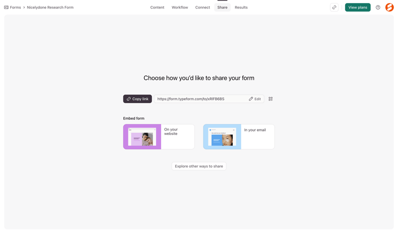 Typeform screen example
