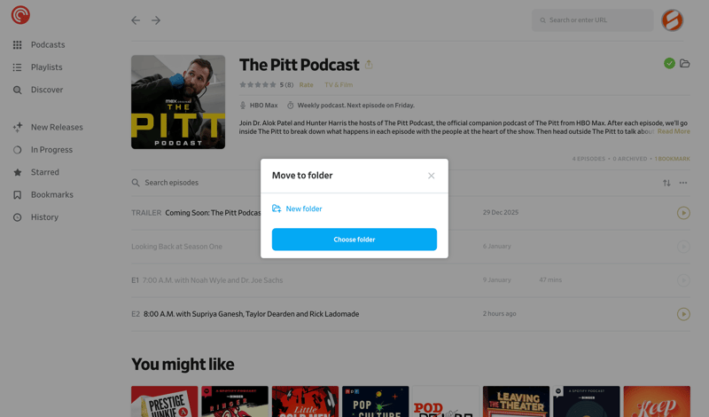 Pocket Casts screen example