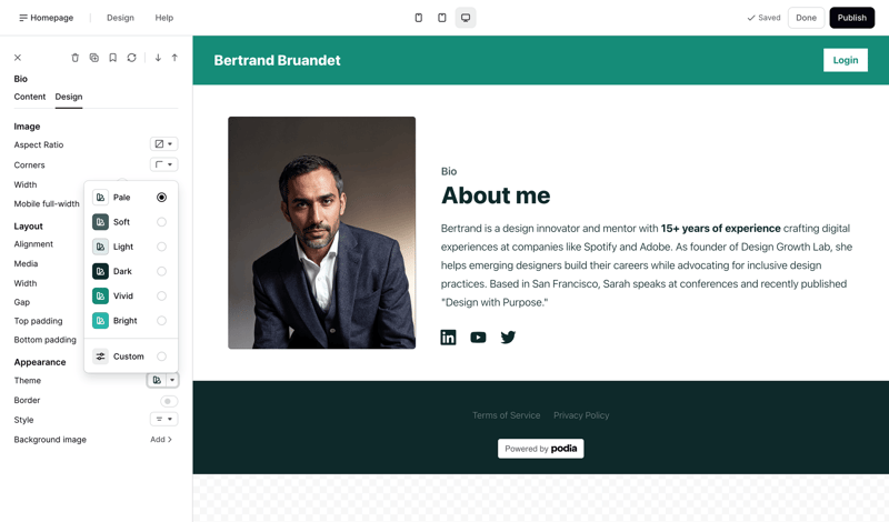 Podia
			         ux ui design