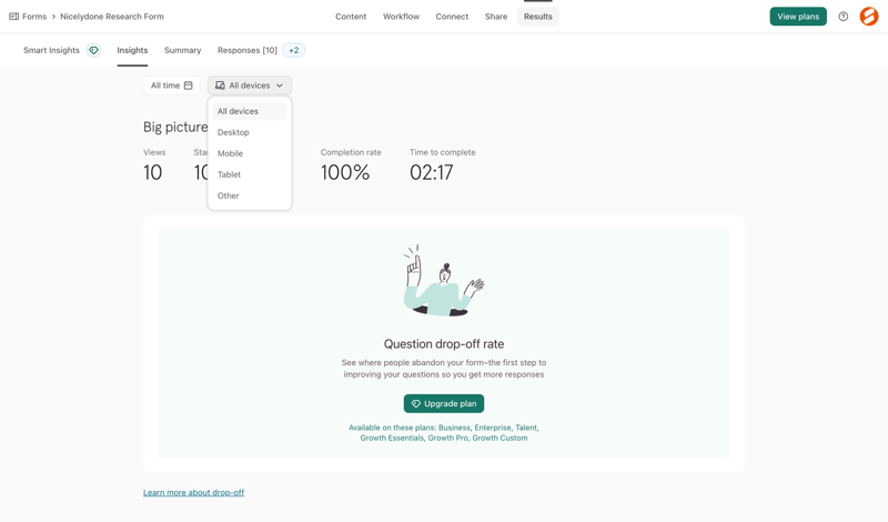 Typeform screen example