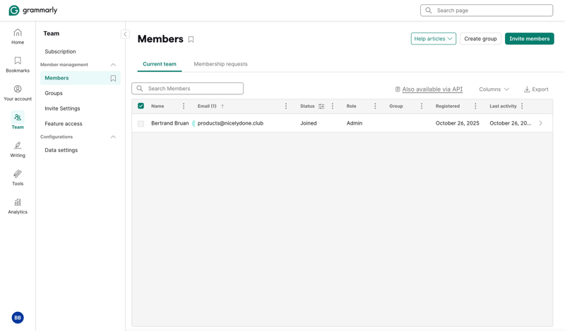 Grammarly screen example