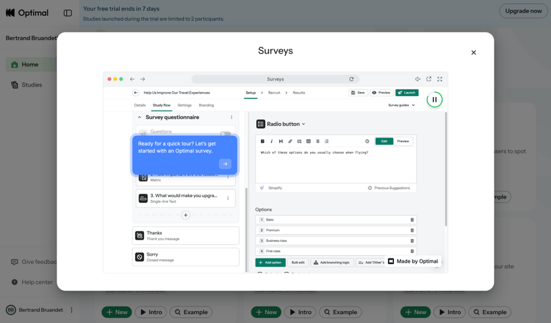 Optimal screen example