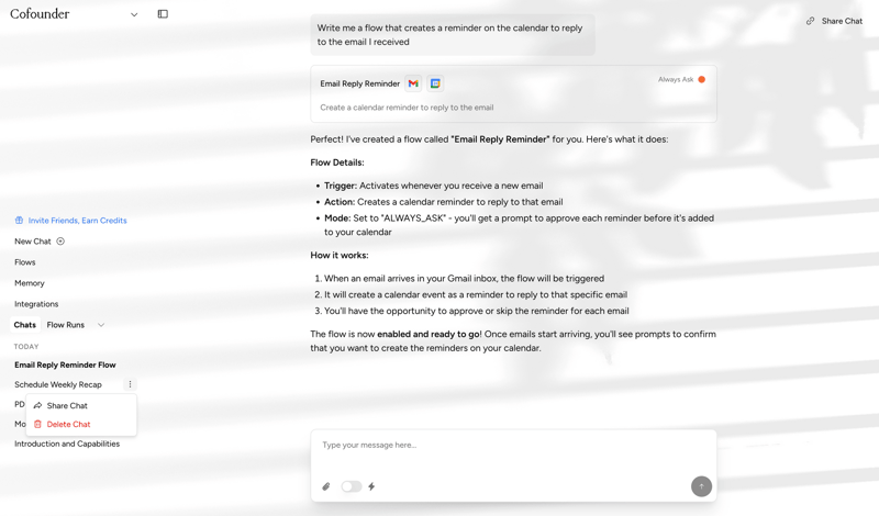 Cofounder screen example