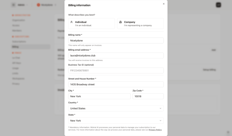 Mistral screen example
