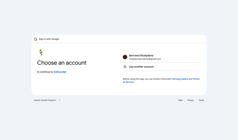 Cofounder screen example
