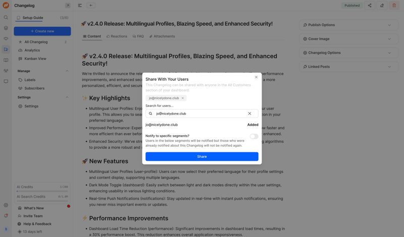 FeatureOS screen example