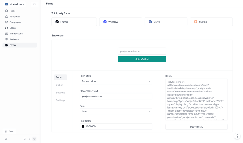 Loops screen example