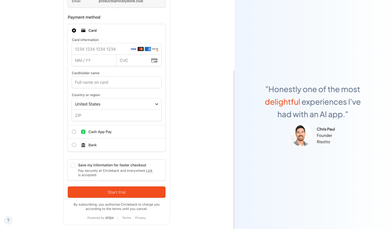 Circleback
			    ux ui design