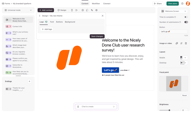 Typeform screen example