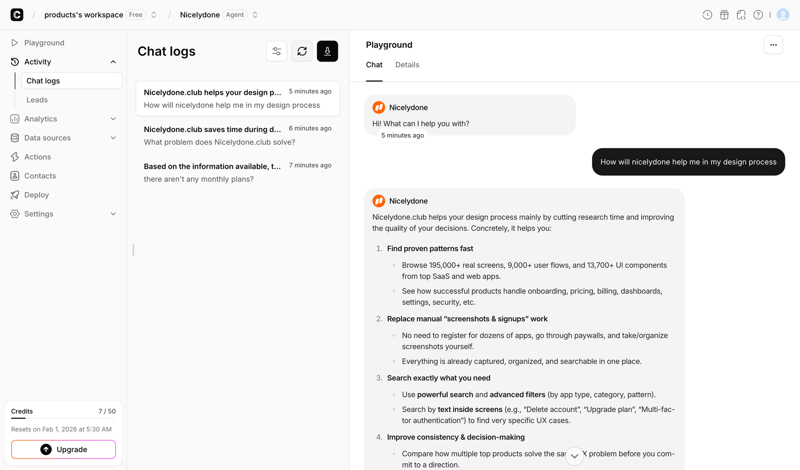 Chatbase screen example