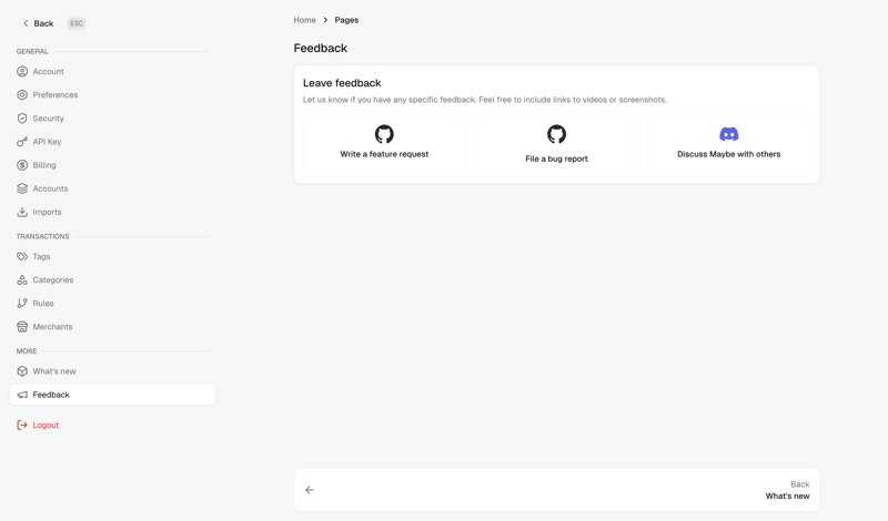 Maybe Finance screen example