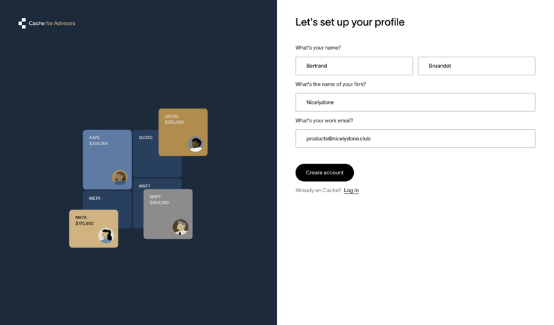 Cache screen example