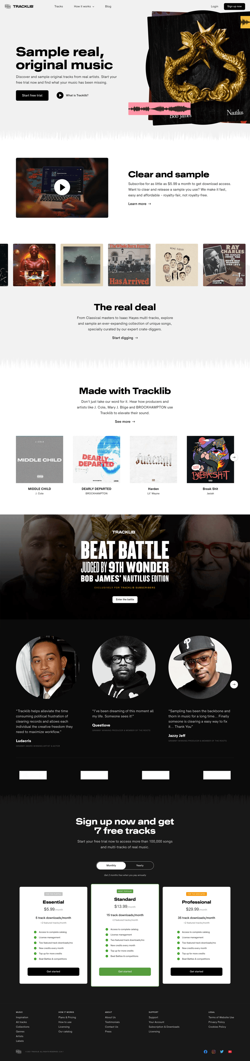 Tracklib screen example