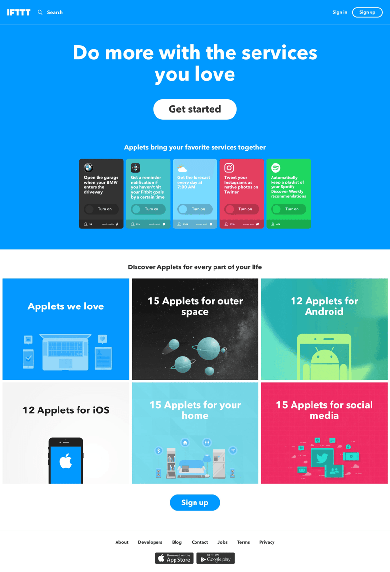 IFTTT
				 page example