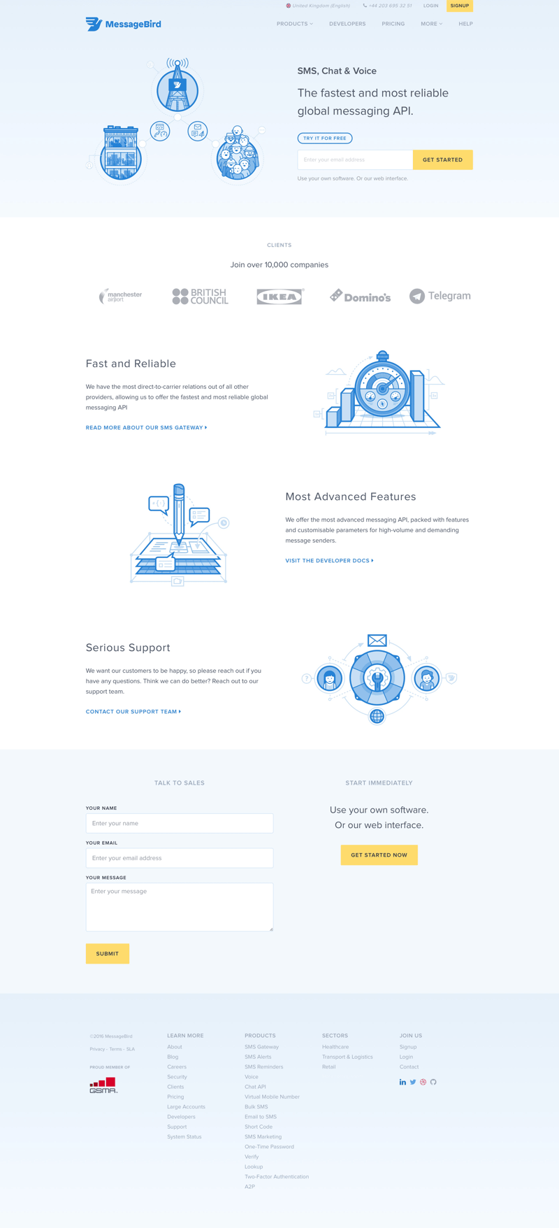 MessageBird
				 page example