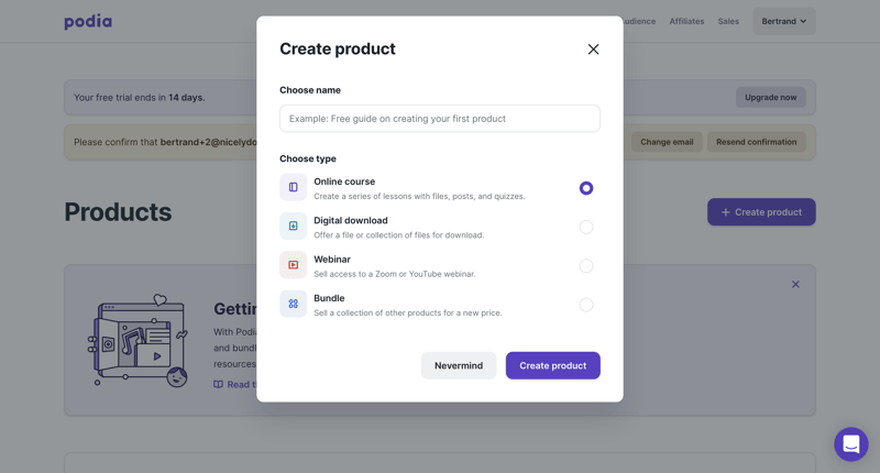 Podia
			   ux ui design