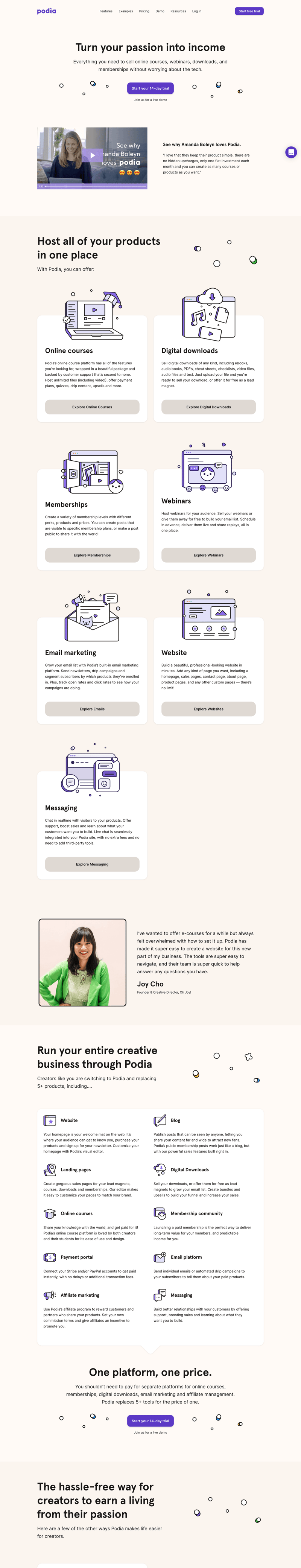 Podia
			   ux ui design