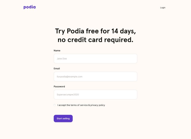 Podia
			       ux ui design