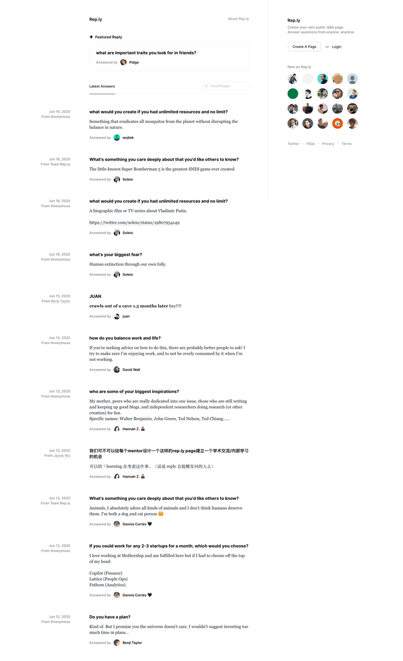 Rep.ly
				 page example