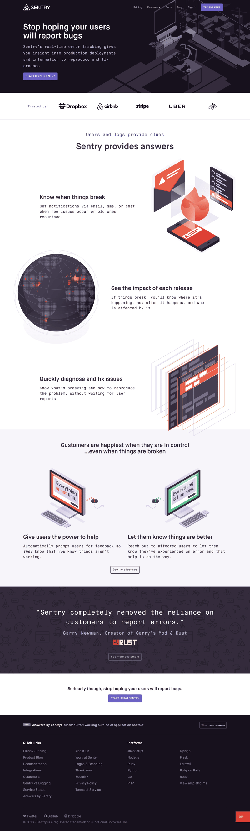 Sentry
				 page example