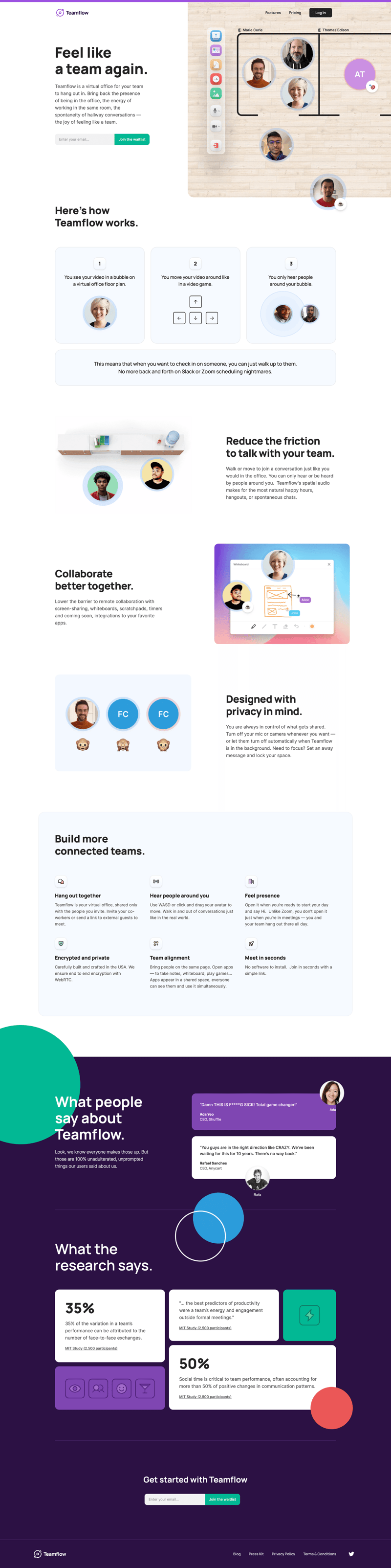 Teamflow
page example