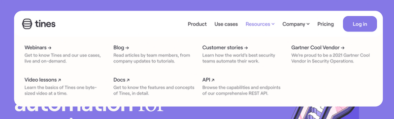 Tines
				flyout menu ui component